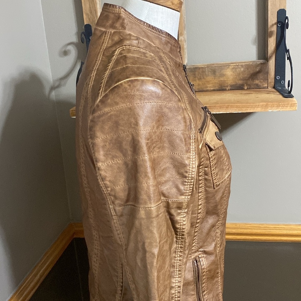 Jou Jou light brown faux leather jacket size small - Picture 3 of 11